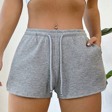 Women's High Waist Athletic Fitness Shorts Soft Drawstring Workout Shorts With Pockets