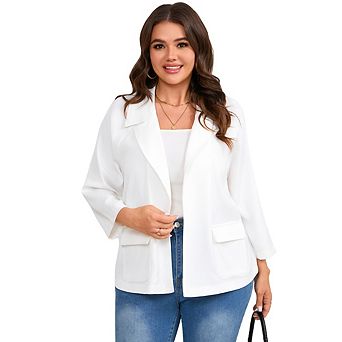 Women's Plus Size Casual Lapel Blazer Open front Office Jacket with Pockets