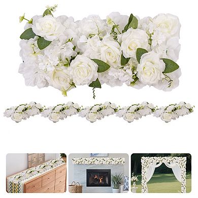 6Pcs Artificial Flower Garland,Realistic Flower Vines for Wedding Arch Decor,Faux Silk Floral Runner