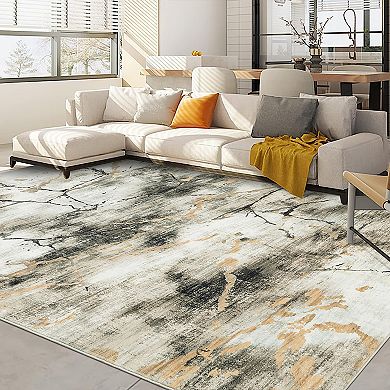 Polyester Imitation Cashmere Rectangular Hallway Bathroom Entryway Foldable Abstract Rug