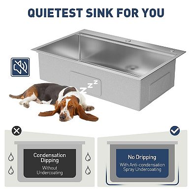 33" x 22" Drop-In Kitchen Sink, Single Bowl Topmount w/Faucet, Cutting Board, Dish/Drying Rack