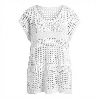 Women's Large Size Bikini Solid Color Grid Cover-up