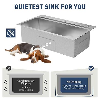 30" x 18" Drop-In Kitchen Sink, Single Bowl Topmount w/Faucet, Cutting Board, Dish/Drying Rack