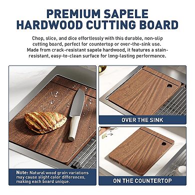 30" x 18" Drop-In Kitchen Sink, Single Bowl Topmount w/Faucet, Cutting Board, Dish/Drying Rack