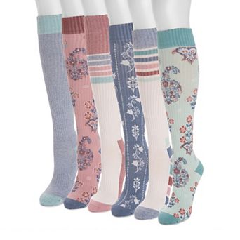 Women's MUK LUKS 6-Pack Tall Wide Compression Knee-High Socks