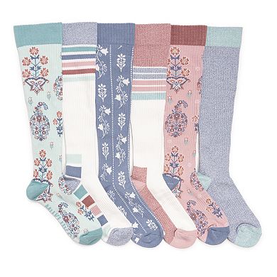 Women's MUK LUKS 6-Pack Tall Wide Compression Knee-High Socks