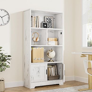 Modern Wooden Bookshelf Large Vertical Storage Display Cabinet Bookcase with Doors
