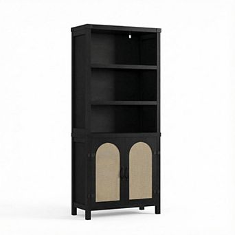 Bookshelf and Bookcase with Doors Double Wide Large Bookshelves Open Display Shelves