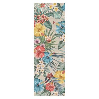 Retro Floral Persian Rug - Non-Slip Washable Low Pile Stain Resistant Accent Mat for Living Room