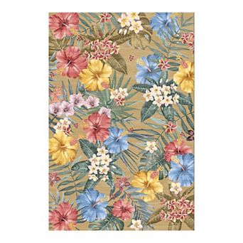 Retro Floral Persian Rug - Non-Slip Washable Low Pile Stain Resistant Accent Mat for Living Room
