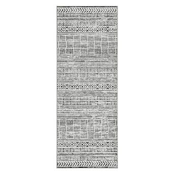 Moroccan Geometric Hallway Runner - Washable Non-Slip Soft Low Pile Rug for Entryway Kitchen