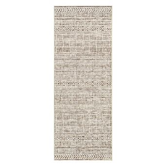 Moroccan Geometric Hallway Runner - Washable Non-Slip Soft Low Pile Rug for Entryway Kitchen