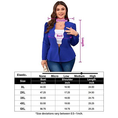Plus Size Women's Casual Hook Button Blazer Long Sleeve Ruffled Placket Business Blazer