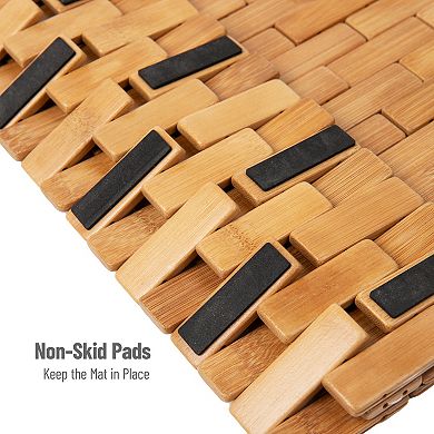 Mind Reader Woven Bamboo Bath Mat
