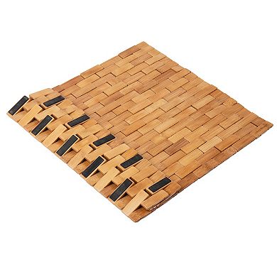 Mind Reader Woven Bamboo Bath Mat