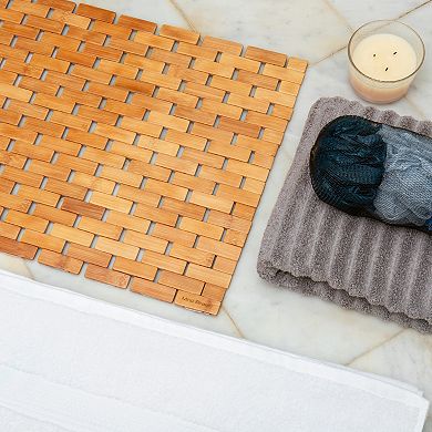 Mind Reader Woven Bamboo Bath Mat