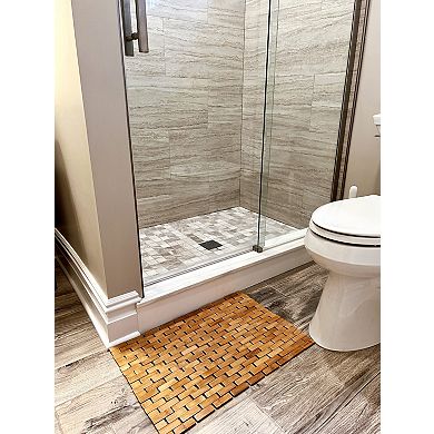 Mind Reader Woven Bamboo Bath Mat