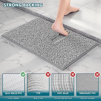 3-piece chenille bathroom rug set, soft, absorbent, and non-slip.