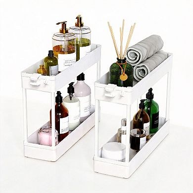 Slim Rolling Cart 4 Tier Narrow Storage Tower