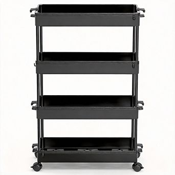 Slim Rolling Cart 4 tier Narrow Storage Tower