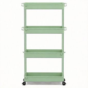 Slim Rolling Cart 4 tier Narrow Storage Tower