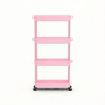 Slim Rolling Cart 4 tier Narrow Storage Tower