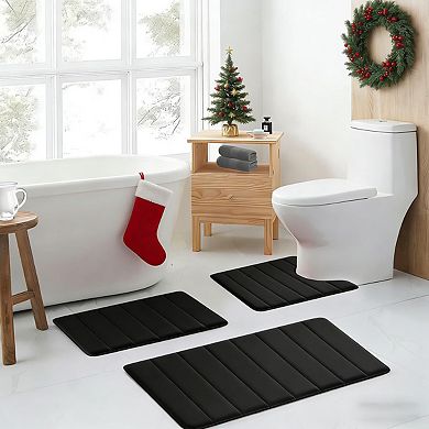 3-piece set Memory Foam Bath Rug Set Non-Slip Absorbent Shaggy Soft