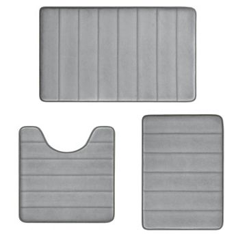 3 pc set Memory Foam Bath Rug Set Non-Slip Absorbent Shaggy Soft