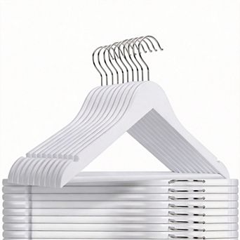 20 pc Vintage Walnut Wooden Coat Hangers with Non-Slip Pant Bar