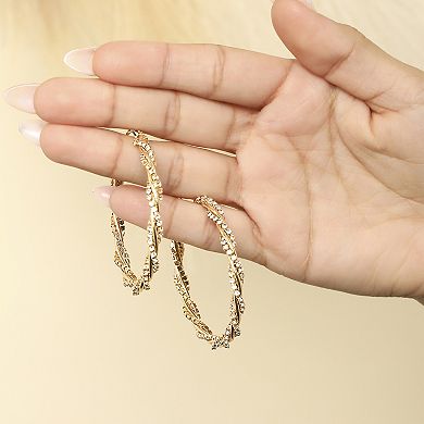 JS Jessica Simpson Spiral Hoop Crystal Earrings in Gold-Tone