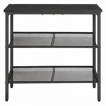 Rustic 3 tier End Table Adjustable 2-Shelf Narrow Nightstand