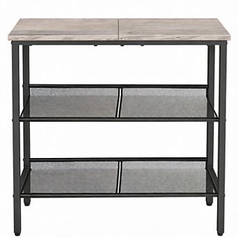 Rustic 3 tier End Table Adjustable 2-Shelf Narrow Nightstand