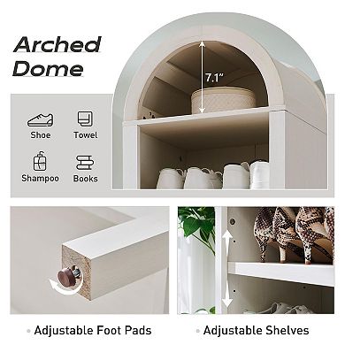 Arched Bookshelf 8-Tier Open Storage Adjustable Wood Display