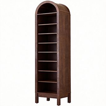 Arched Bookshelf 8 tier Open Storage Adjustable Wood Display