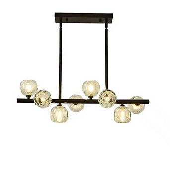 Black Modern Linear Chandelier Rectangular Chandeliers for Kitchen Island Dining Table