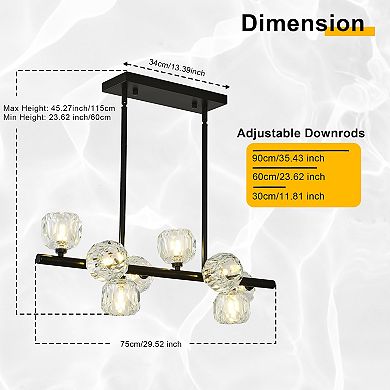 Black Modern Linear Chandelier Rectangular Chandeliers for Kitchen Island Dining Table