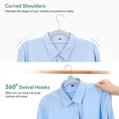 30pcs Space-Saving Non-Slip Slim Hangers 360° Swivel Hook for Shirts Pants Suits