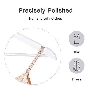 30pcs Wooden Coat Hangers Non Slip Pants Bar Swivel Hook Shoulder Notches