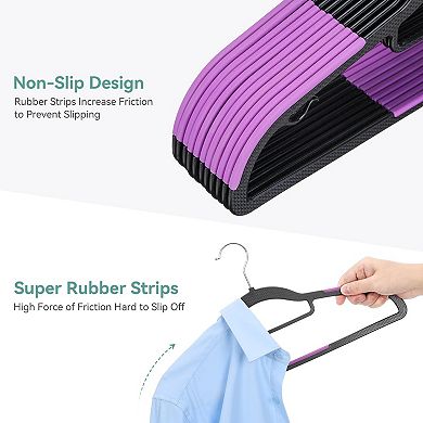 50pcs Space-saving Slim Plastic Hangers 360° Swivel Hook Shirt Pant Suit