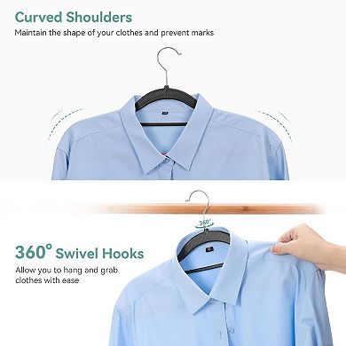 50pcs Space-saving Slim Plastic Hangers 360° Swivel Hook Shirt Pant Suit