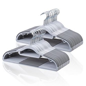 50 pc Space-saving Slim Plastic Hangers 360° Swivel Hook Shirt Pant Suit