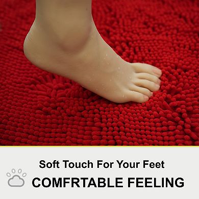 2-piece chenille bathroom rug set, non-slip, machine washable