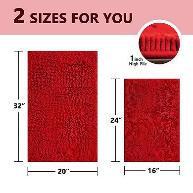 2-piece chenille bathroom rug set, non-slip, machine washable