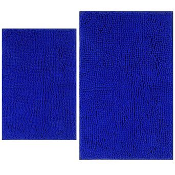 2 pc chenille bathroom rug set, non-slip, machine washable
