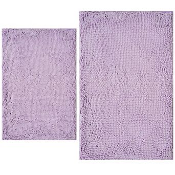 2 pc chenille bathroom rug set, non-slip, machine washable
