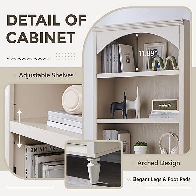 Arched Farmhouse Bookcase Adjustable Shelves Storage Display