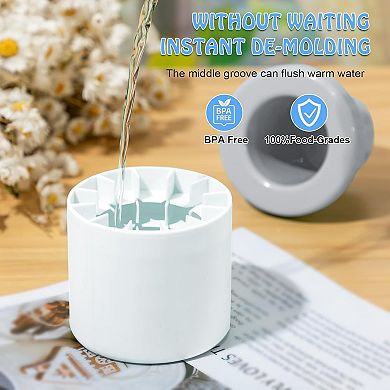 4-Pack Cylinder Silicone Ice Cube Molds, Easy Release, 60-Cube Capacity (Blue, Green, Pink, White)