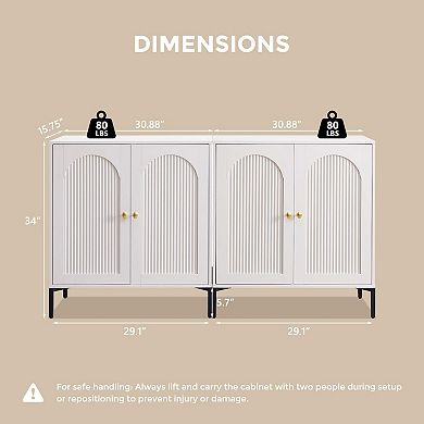 Fluted Arched Buffet with Adjustable Shelves