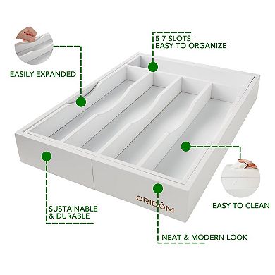 Expandable Bamboo Drawer Organizer Adjustable Cutlery Tray