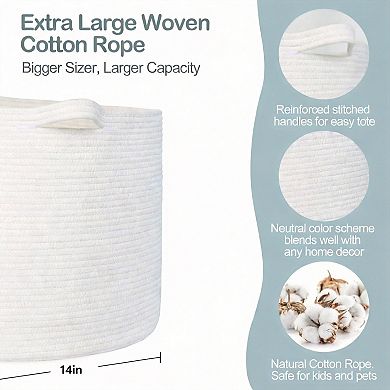 Cotton Rope Basket 22x14" XL Toy Blanket Storage